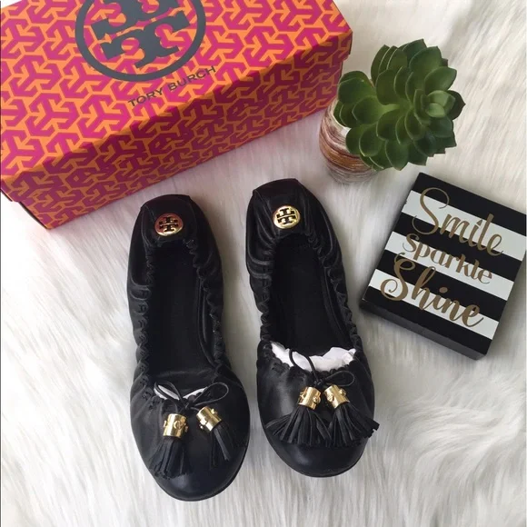 Tory Burch Reese Mestico Flats Black 8.5